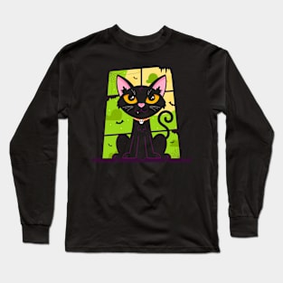 Spooky Kitten Window Long Sleeve T-Shirt